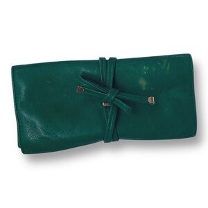 Green Leather Wrap Clutch Wallet